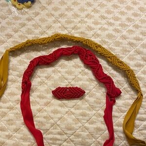 Elegant Red and Gold Braided Headband Set